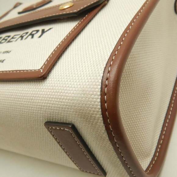 BURBERRY Mini Freya Tote 8044141 Bag Canvas x Leather Natural Brown Women's 2... - Picture 13 of 16